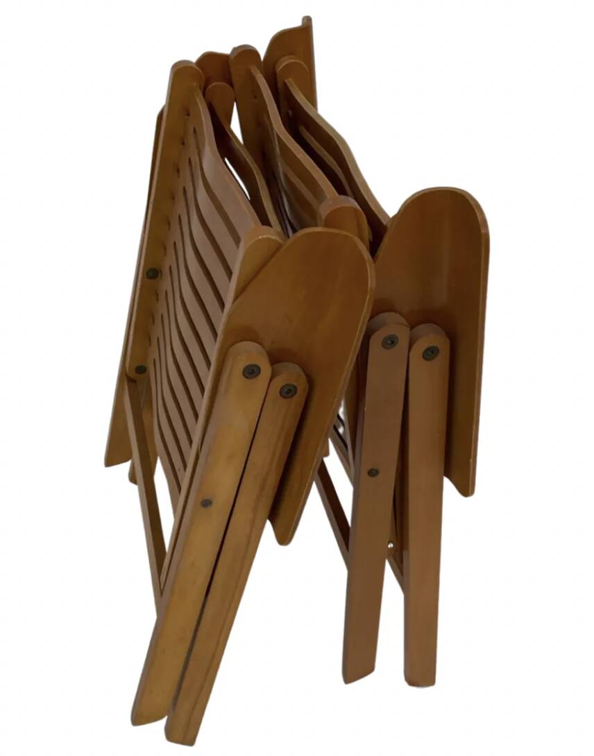 Ensemble vintage de quatre chaises pliantes Rex en contreplaqué, design Niko Kralj, 1950