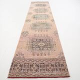 Tapis de course vintage turc orange en laine douce 3X12