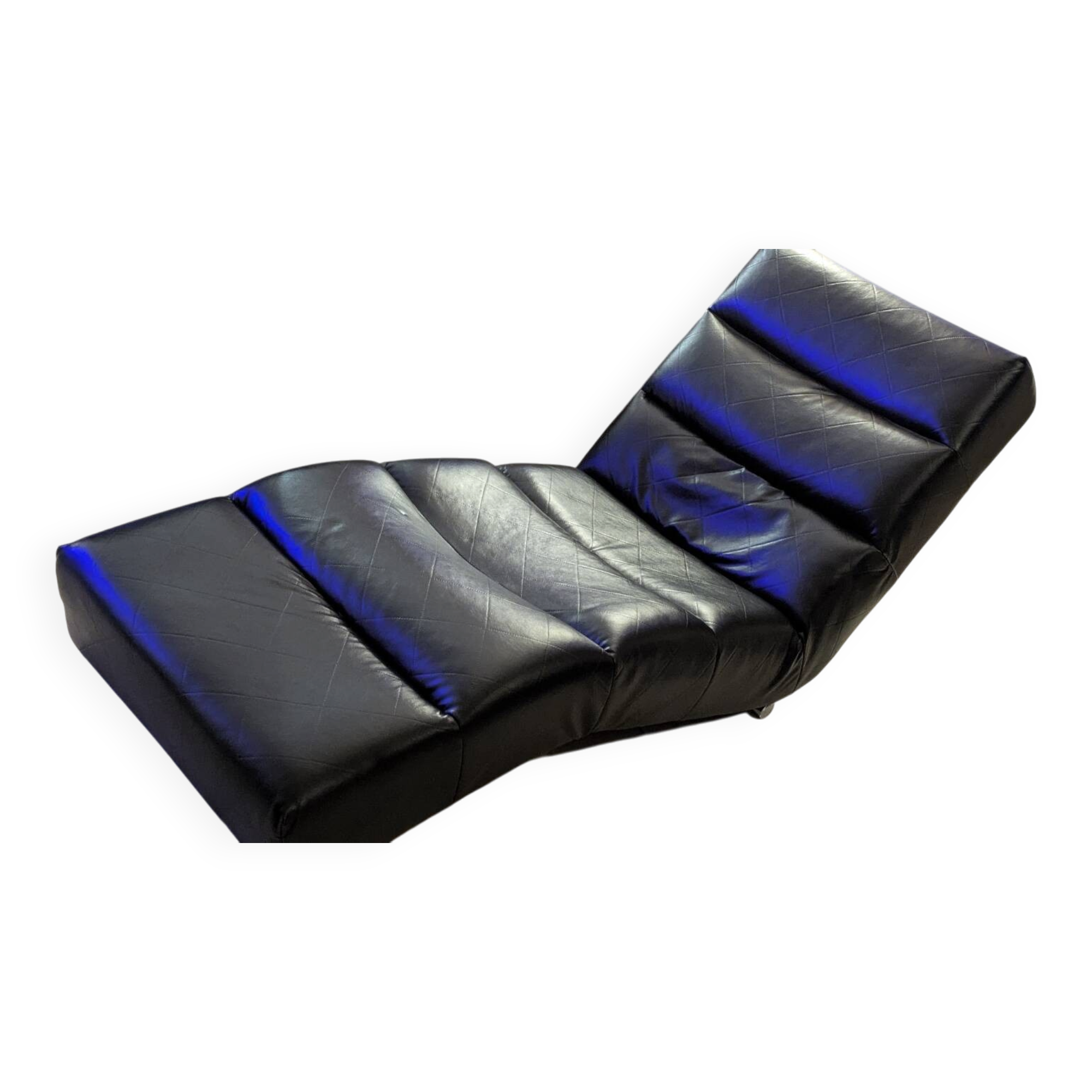 Black faux leather chaise longue