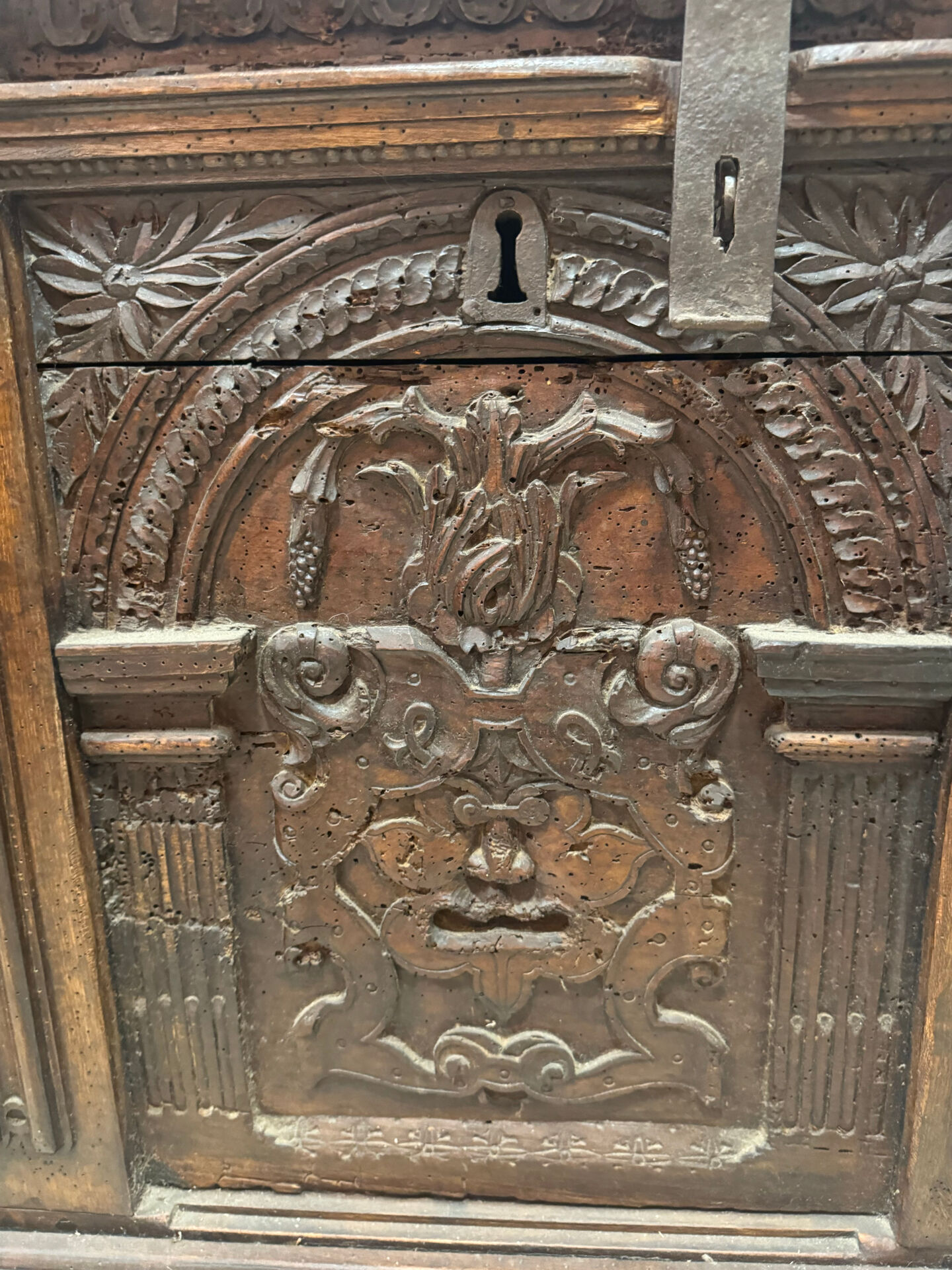 Large oak chest from the 18th century.