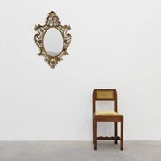 Miroir ovale en métal doré de style rococo, Italie, 20e siècle