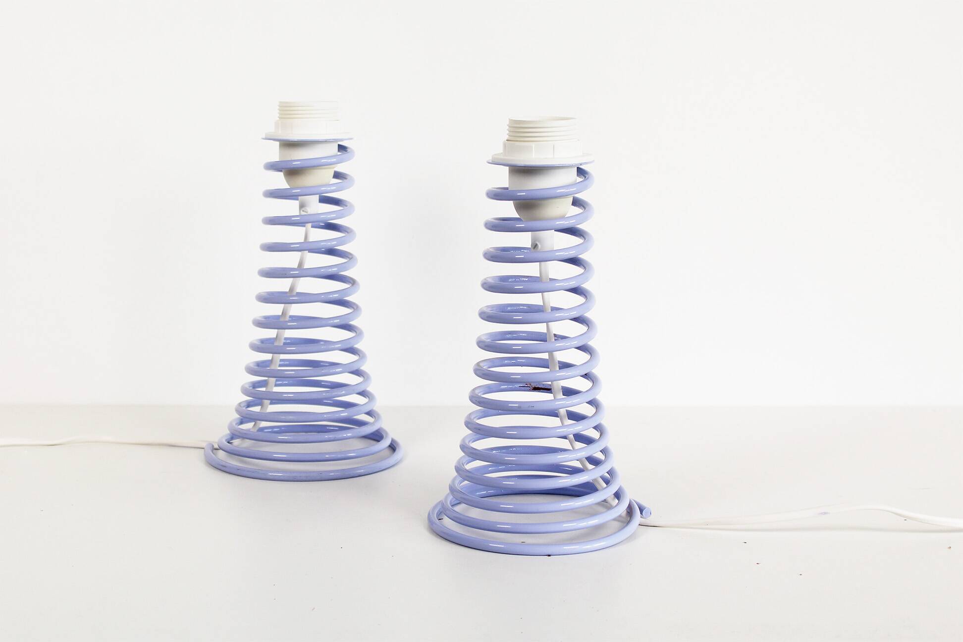 Playful set (2) of vintage 'spring' table lamps