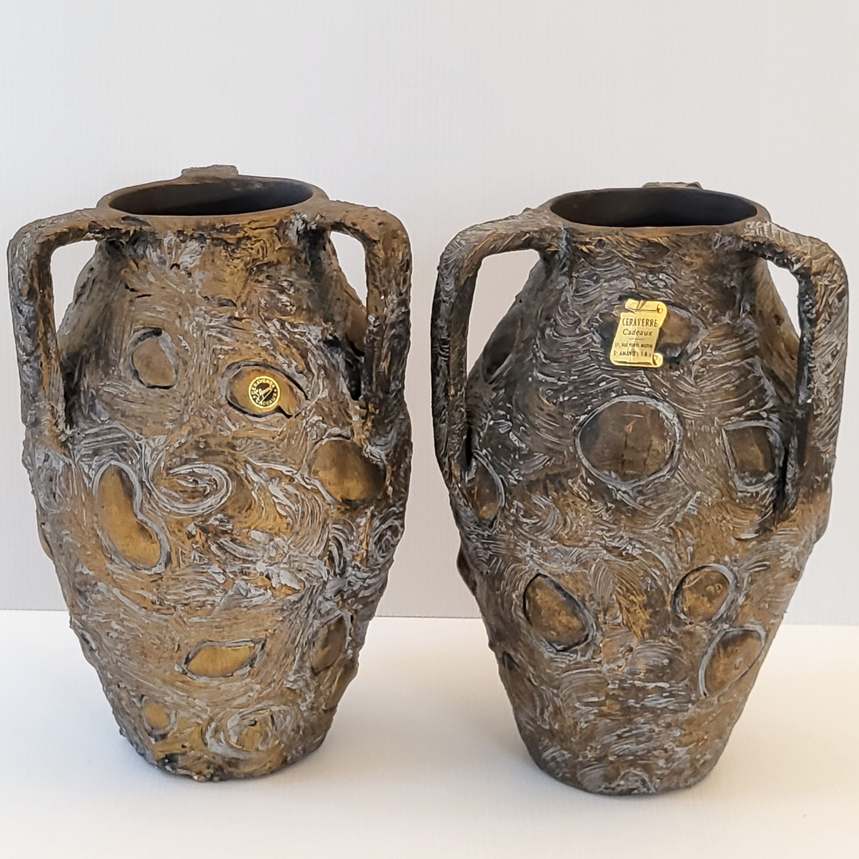 Pair of vintage Ceraverre vases 1960