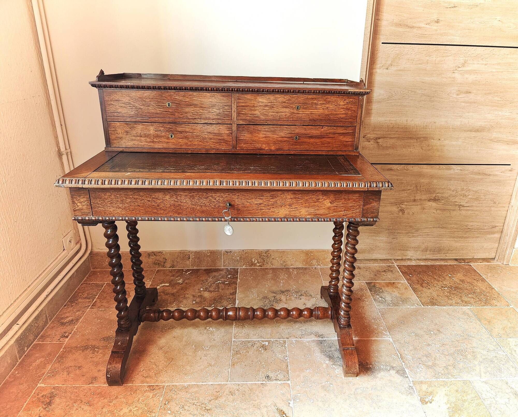Antique desk in louis philippe style made of wood