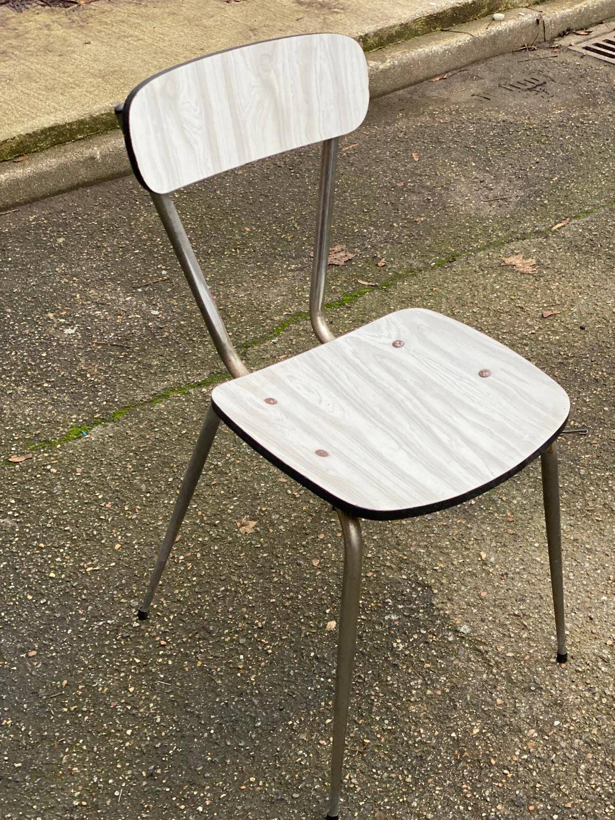 Beige formica and steel workshop chair