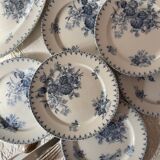 Assiettes plates et plat terre de fer sarreguemines u c modèle flore