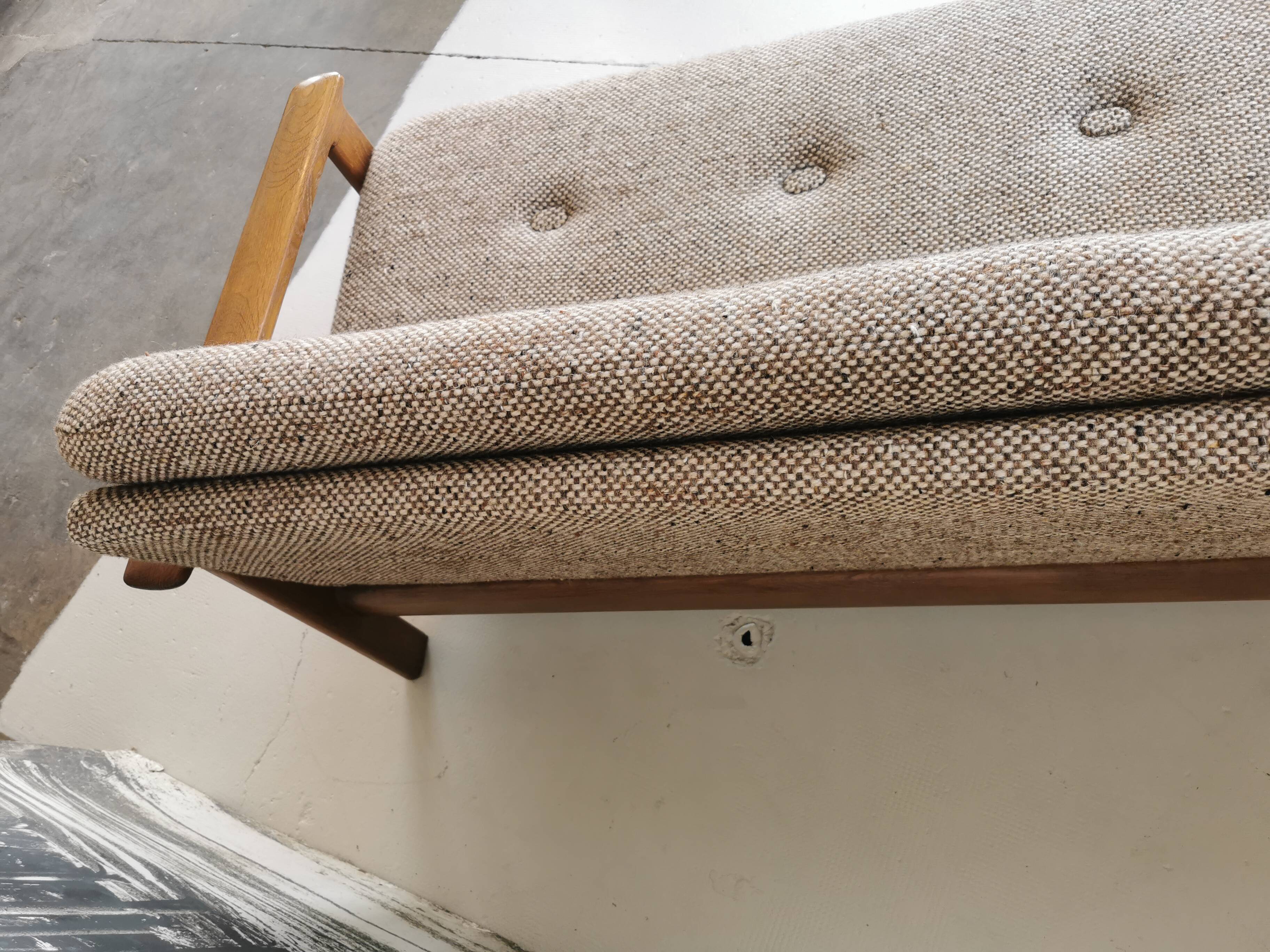 Banquette day bed en chêne design 1970