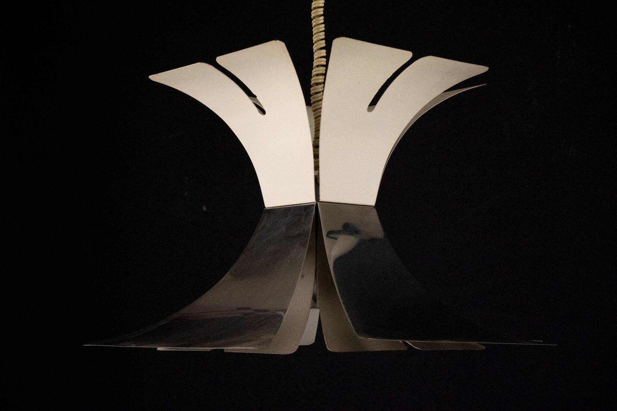 1970s Goffredo Reggiani Style Lacquer & Chrome Chandelier