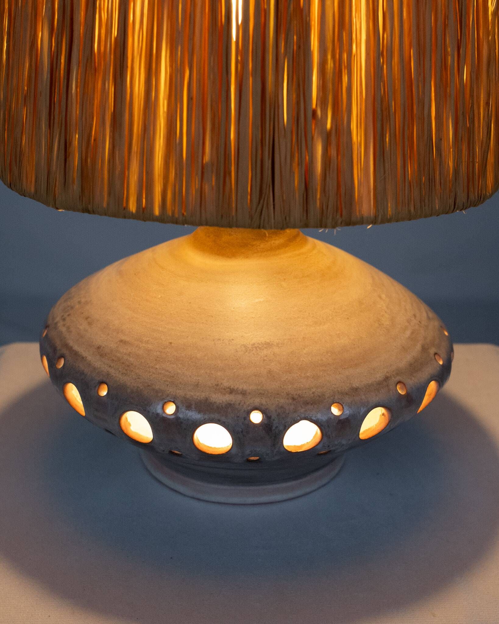 Lattice ceramic lamp, Georges Pelletier style, France, 1970s