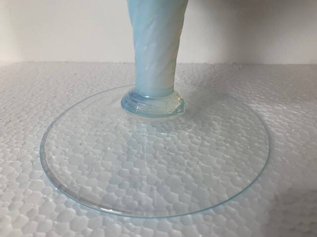 Pitcher vase Ewer pedestal opaline blue blown glass