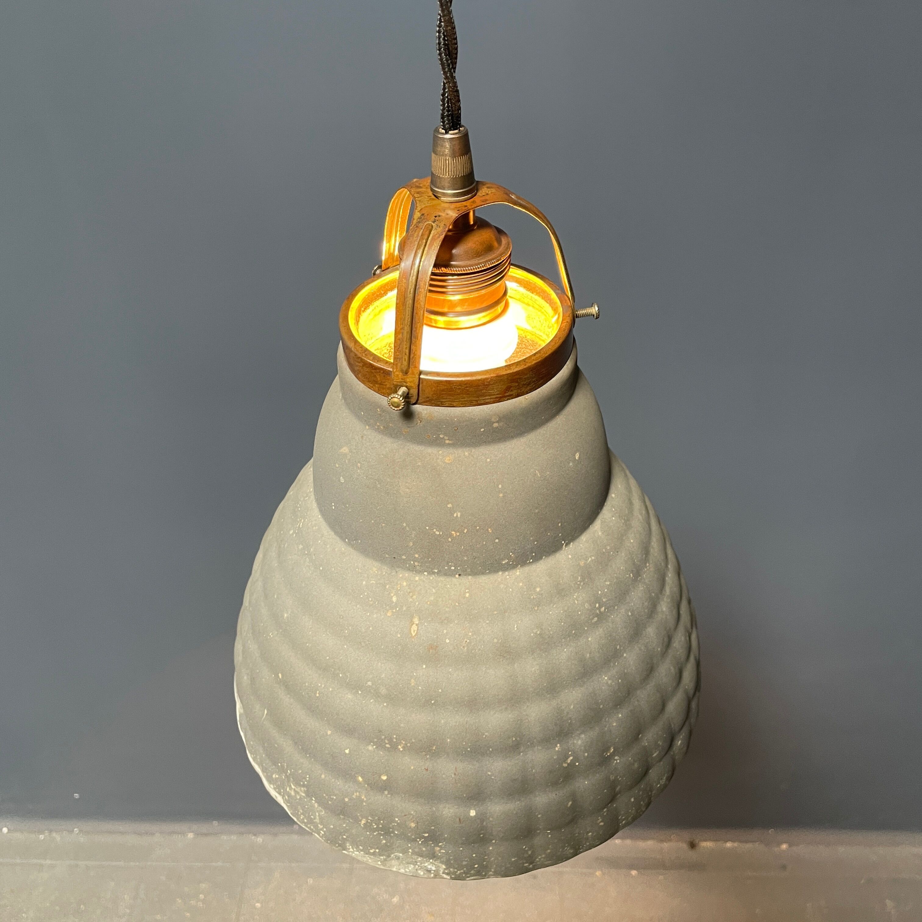Old mercury glass hanging lamp with brass fixture