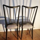 Lot 2 chaises bois tissu