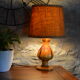 Lampe bois et marqueterie vintage