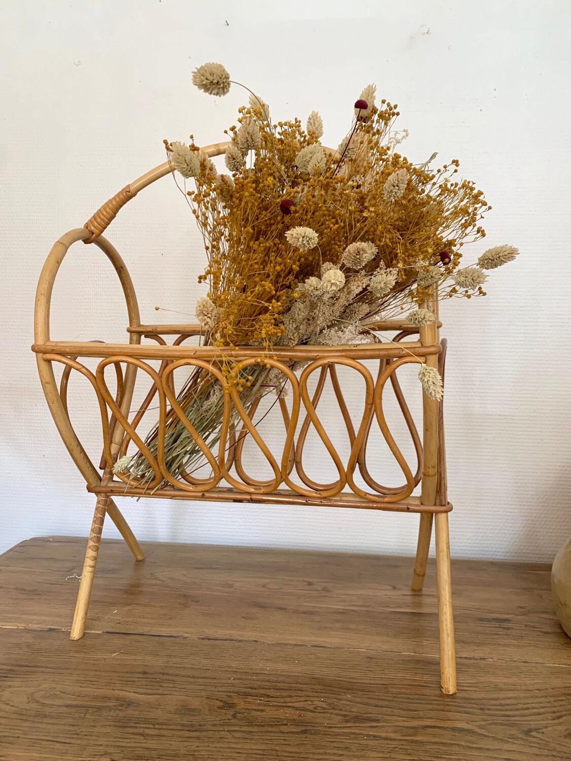 Rattan magazine rack
