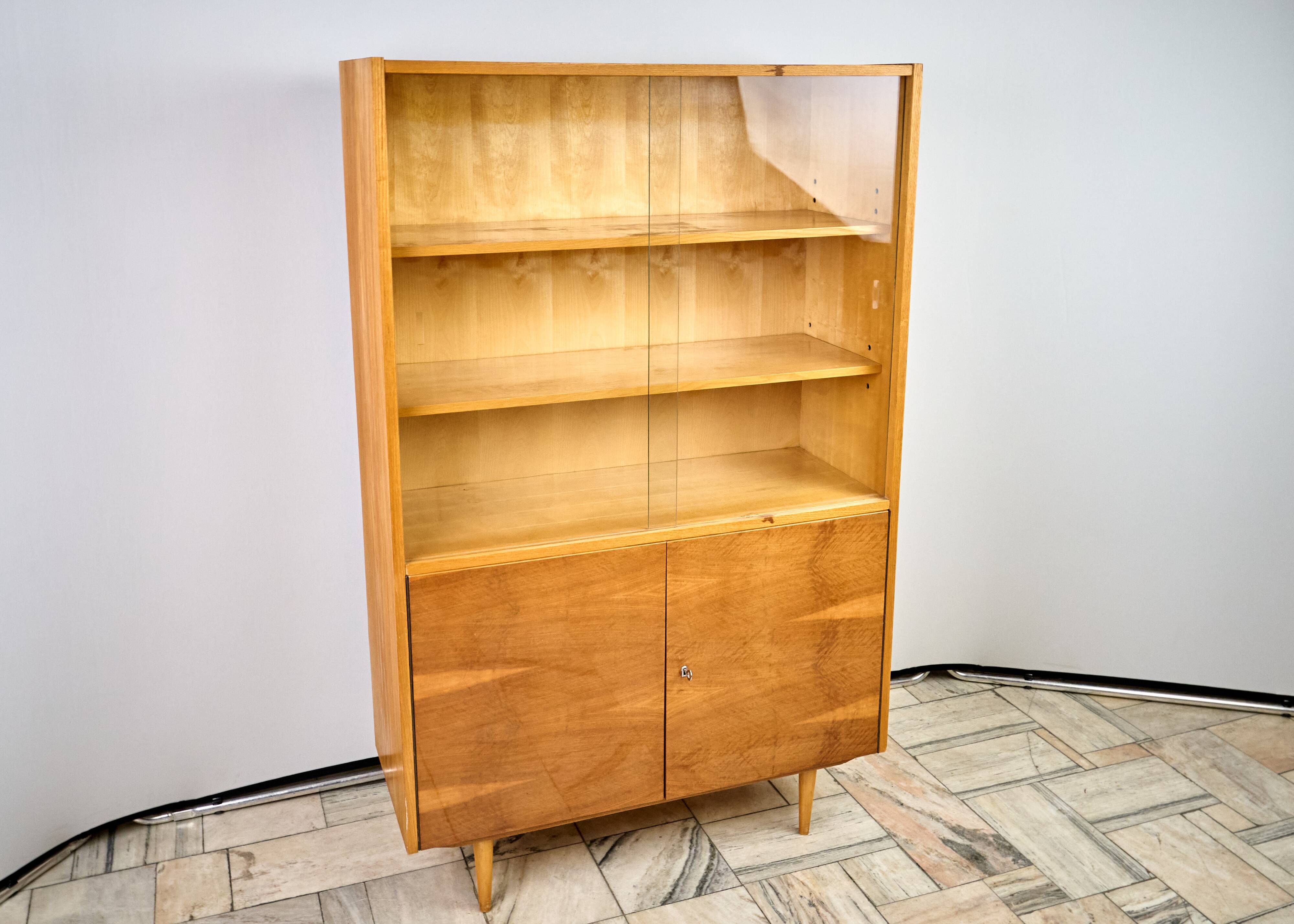Vintage Wooden Bookcase, 1960s, Czechoslovakia