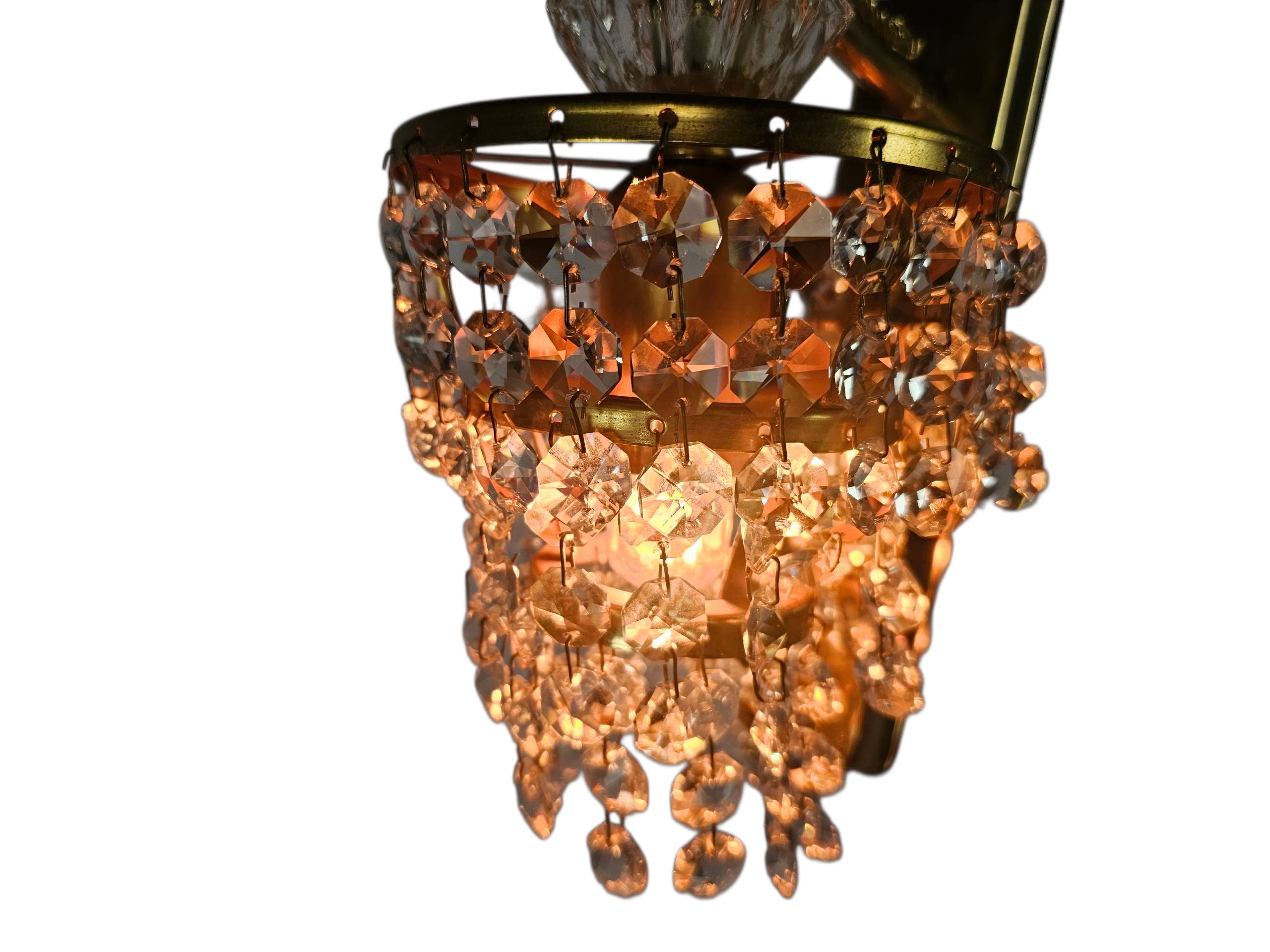 Massive - Hollywood Regency style - gold plated - crystal - Belgium - 70's
