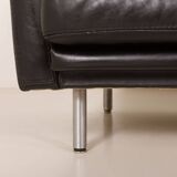 Herman Miller attr. to black leather mid century sofa