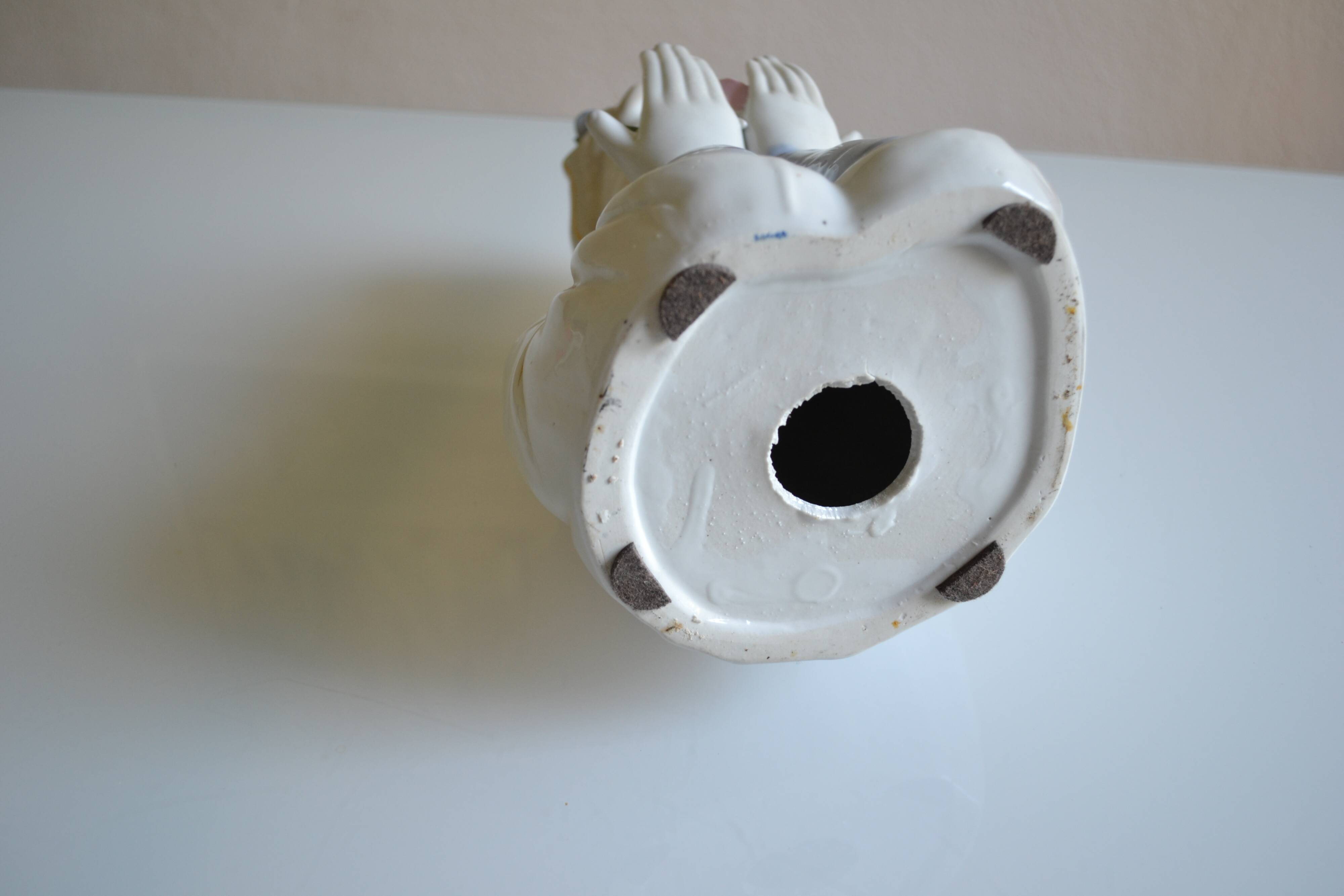 Virgin Mary statue bust in polychrome porcelain Virgin with crown of roses