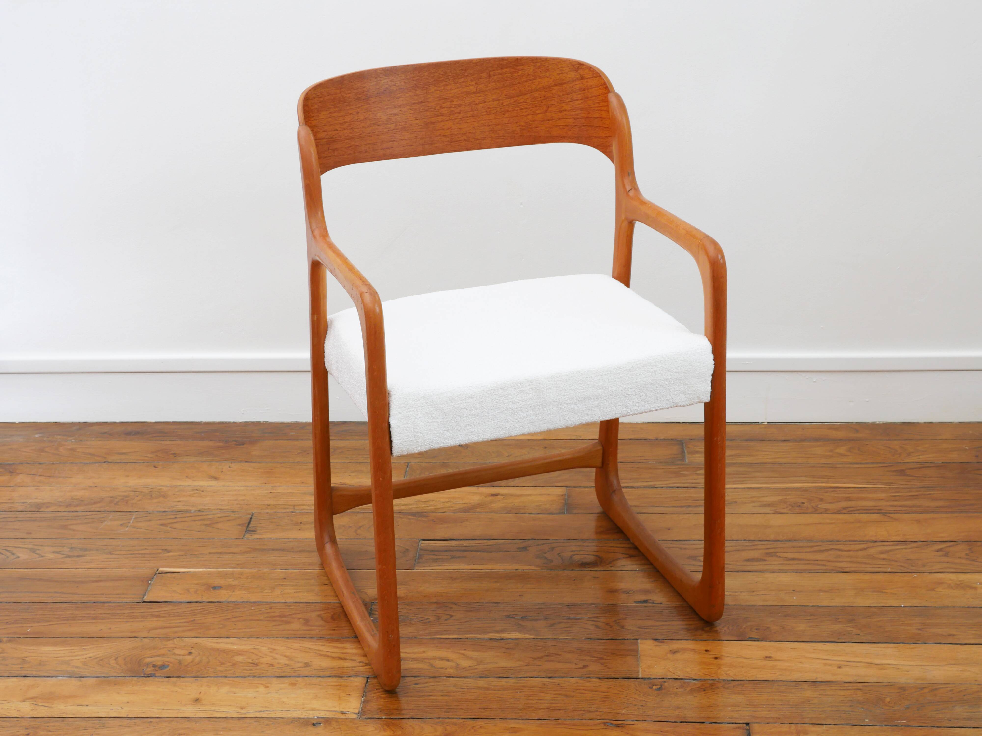 Baumann Sleigh Armchair - Restored - Fabric, foam & straps: new