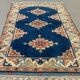 Old turkish kazak rug 140x96 cm vintage carpet, red and blue