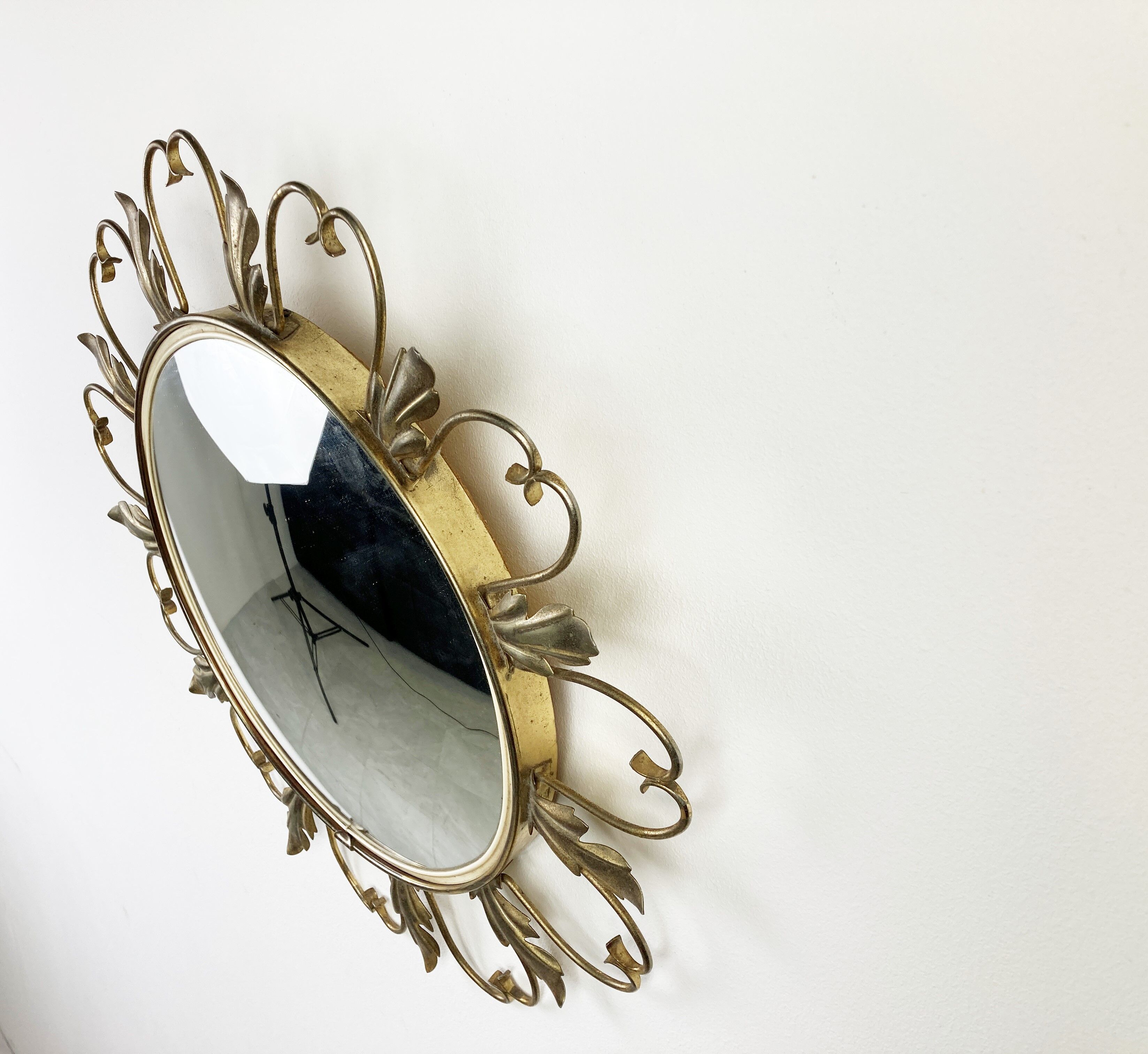 Vintage brass sunburst mirror 46cm