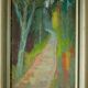 Huile sur panneau originale du milieu du siècle – « Country Lane »