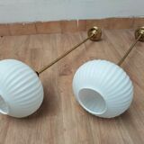 Pair brass and glass chandeliers