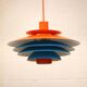 Unique blue and orange pendant lamp by Form Light model 52610, Denmark 70s.