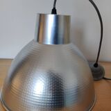 Chandelier pendant bell globe metal hammered aluminum 90s