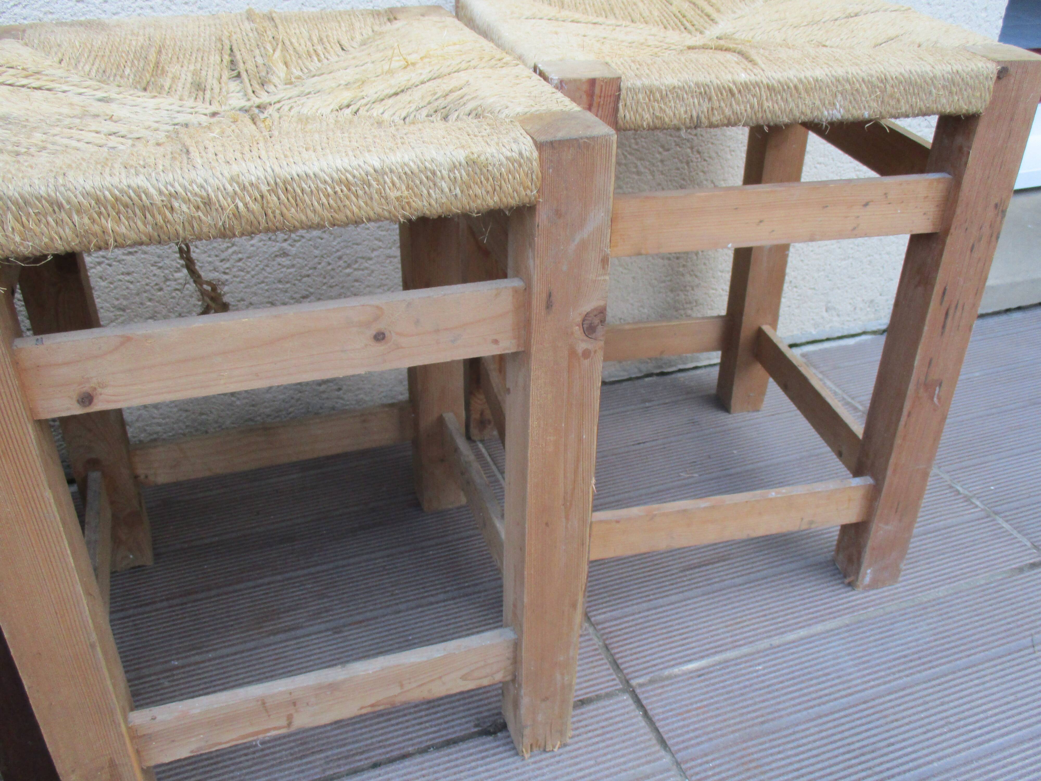 Lot de 4 tabouret corde vintage