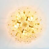 Large Mid-Century Murano Glass & Brass Flower Ceiling Light by Ernst Palme, Germany, 1960s/70s