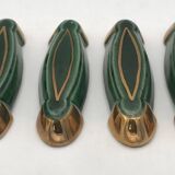 Set of 6 Poët-Laval Art Deco Enameled Ceramic Knife Holders