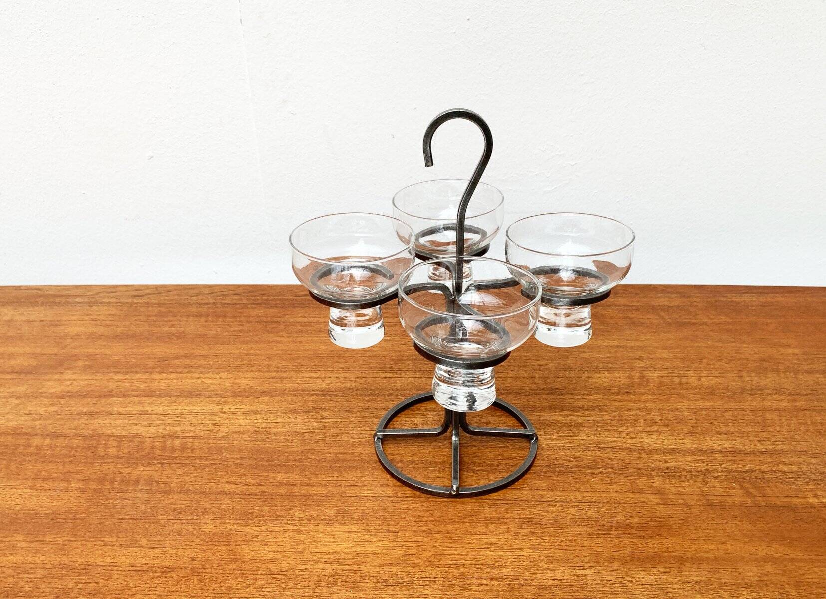Danish metal and glass candlestick, 1960s