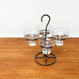 Danish metal and glass candlestick, 1960s