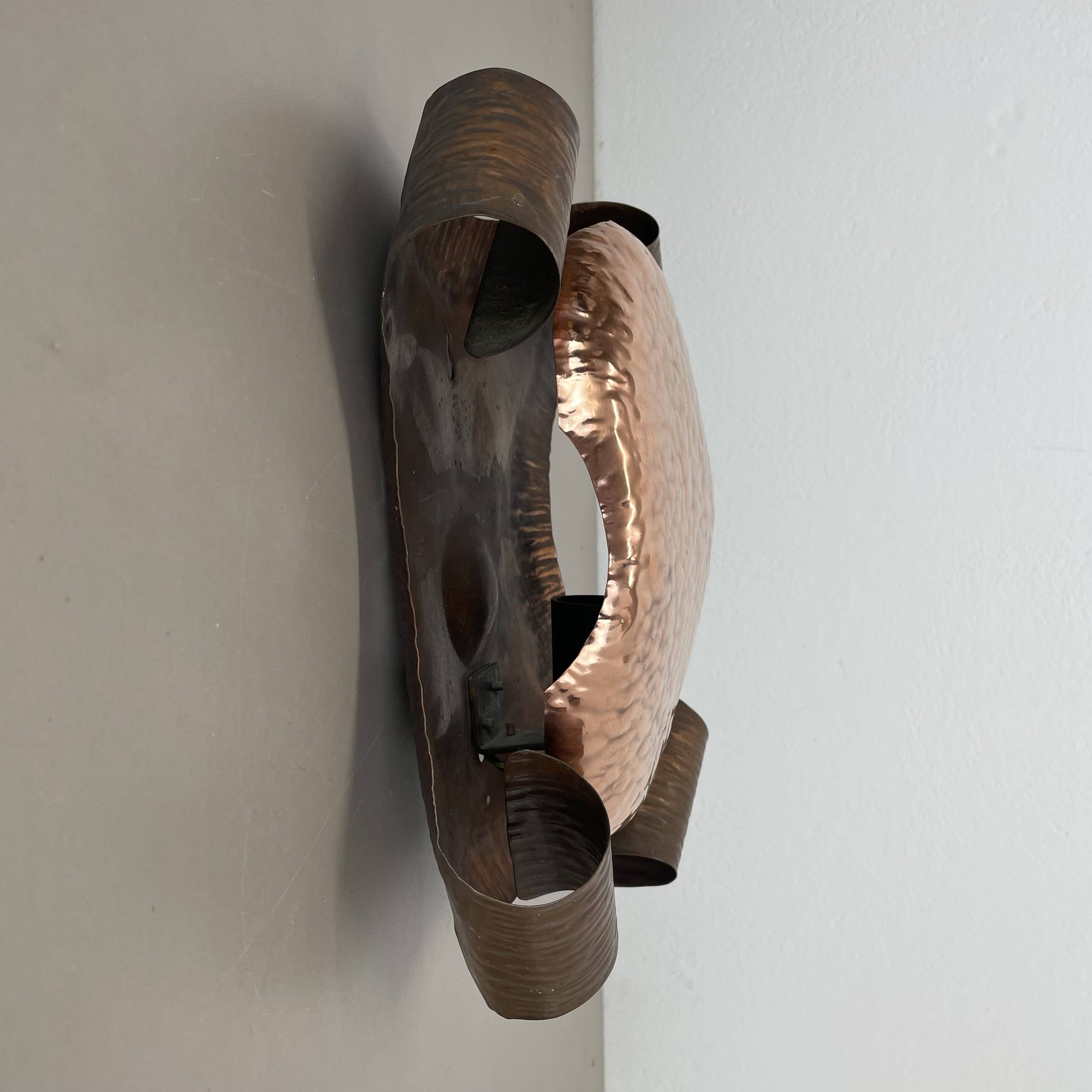 rare handmade solid copper Stilnovo Style Theatre Wall Light, Italy 1950s