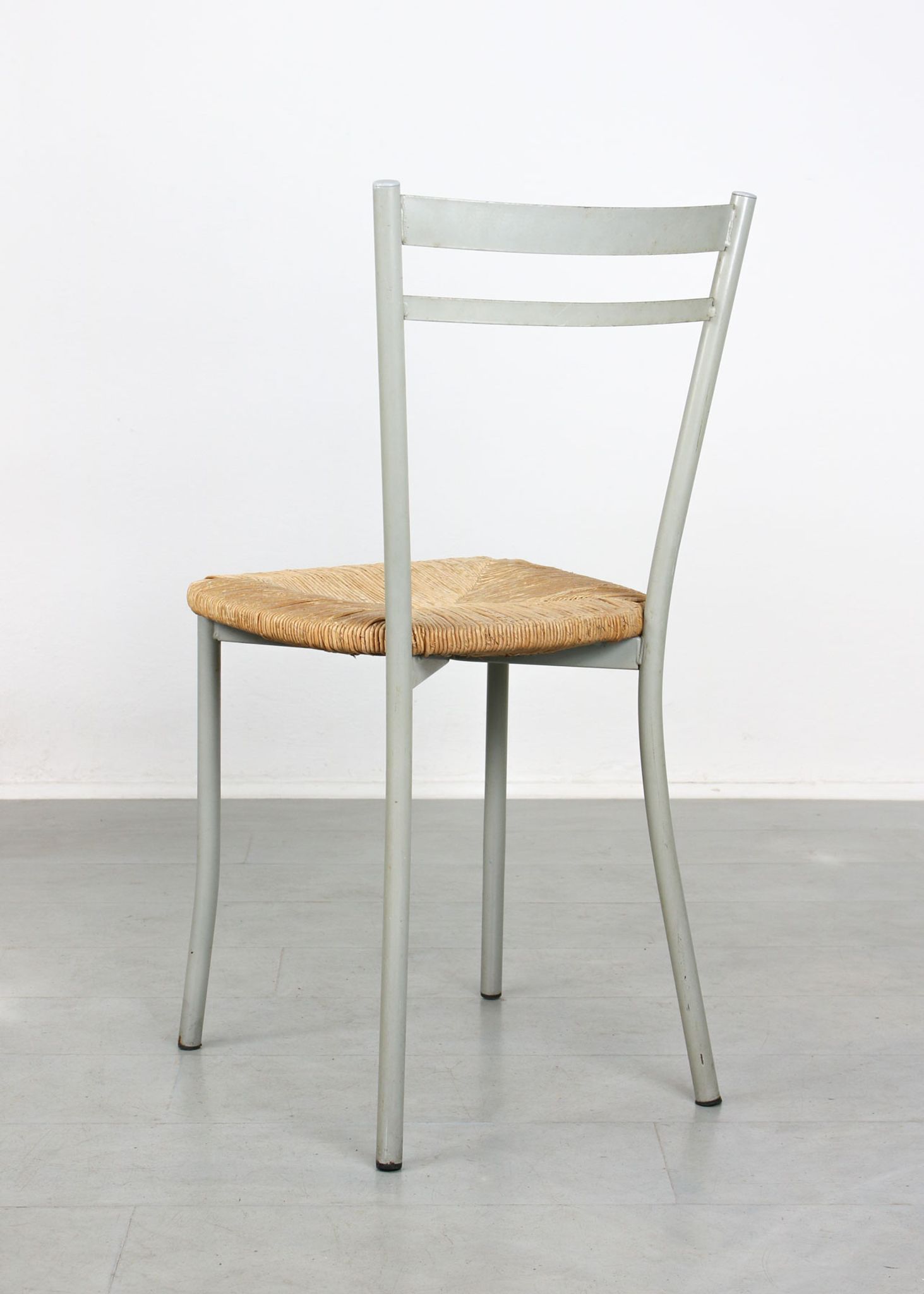 Vintage italian straw and metal chair