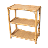 vintage rattan and bamboo 3-tier bookshelf