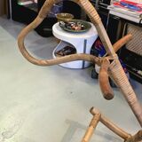 Vintage 1960s/70s rattan and bamboo rocking horse