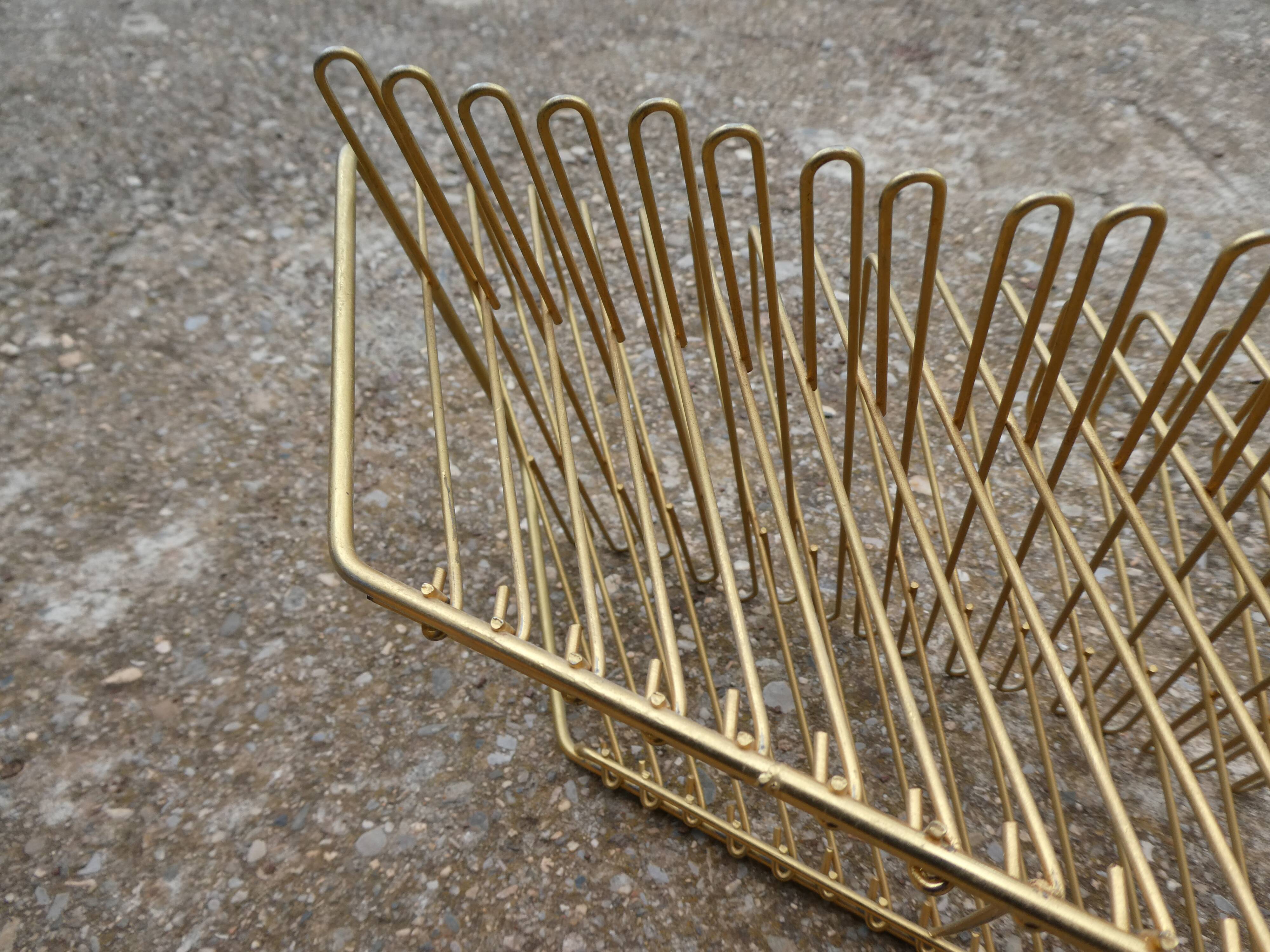 45-tower vintage gold metal vinyl holder