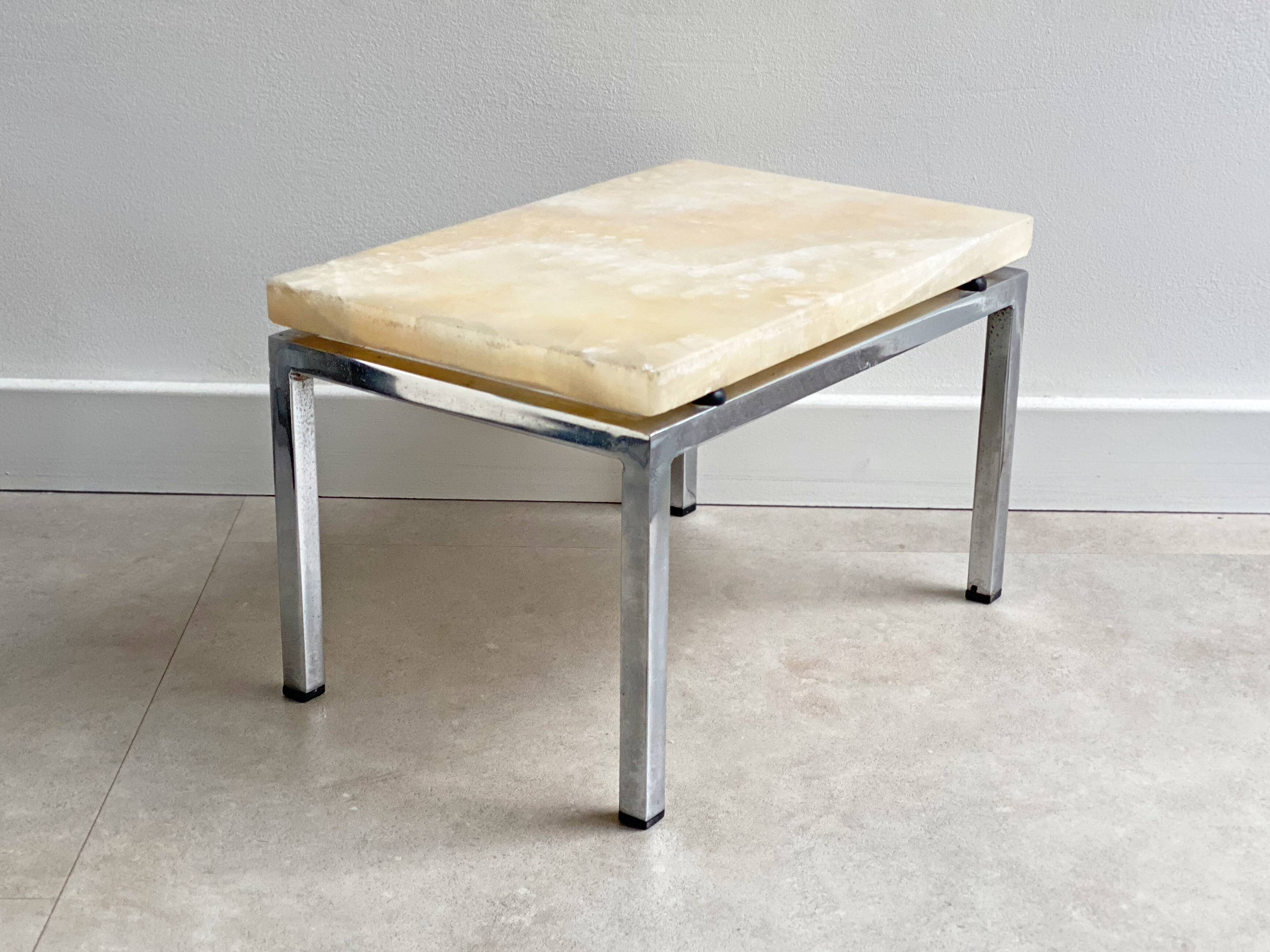 Vintage chrome plant table / side table with a marble top