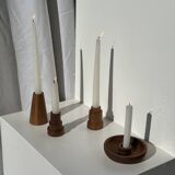 Conical circular candle holder in solid teak H10 D6