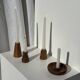 Conical circular candle holder in solid teak H10 D6