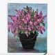 Oil painting on canvas bouquet of vintage lilac flowers signed