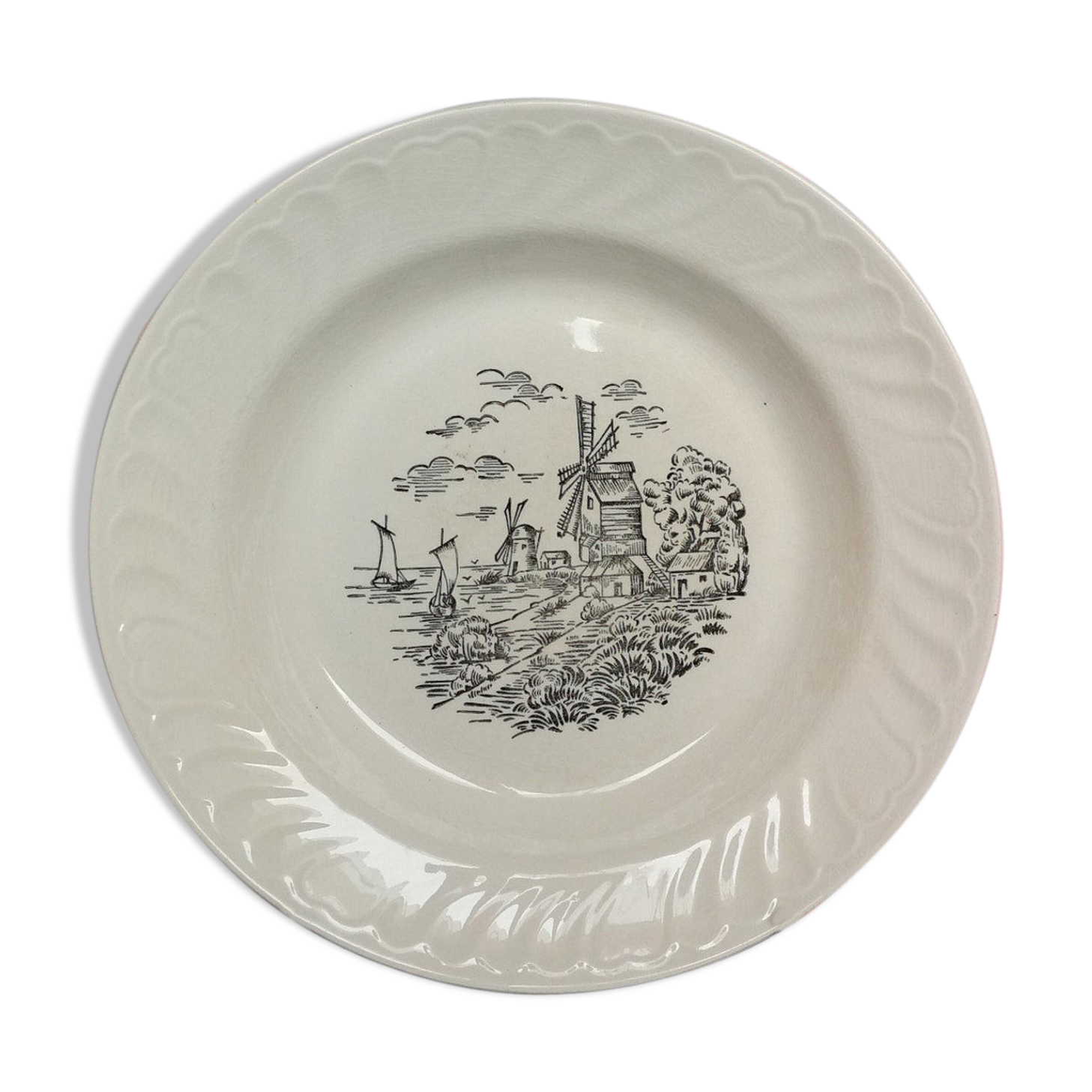 FAIENCE ONNAING NORD Service dessert 13 PIECES 12 assiettes 1 plat EUR 26,00 - FR
