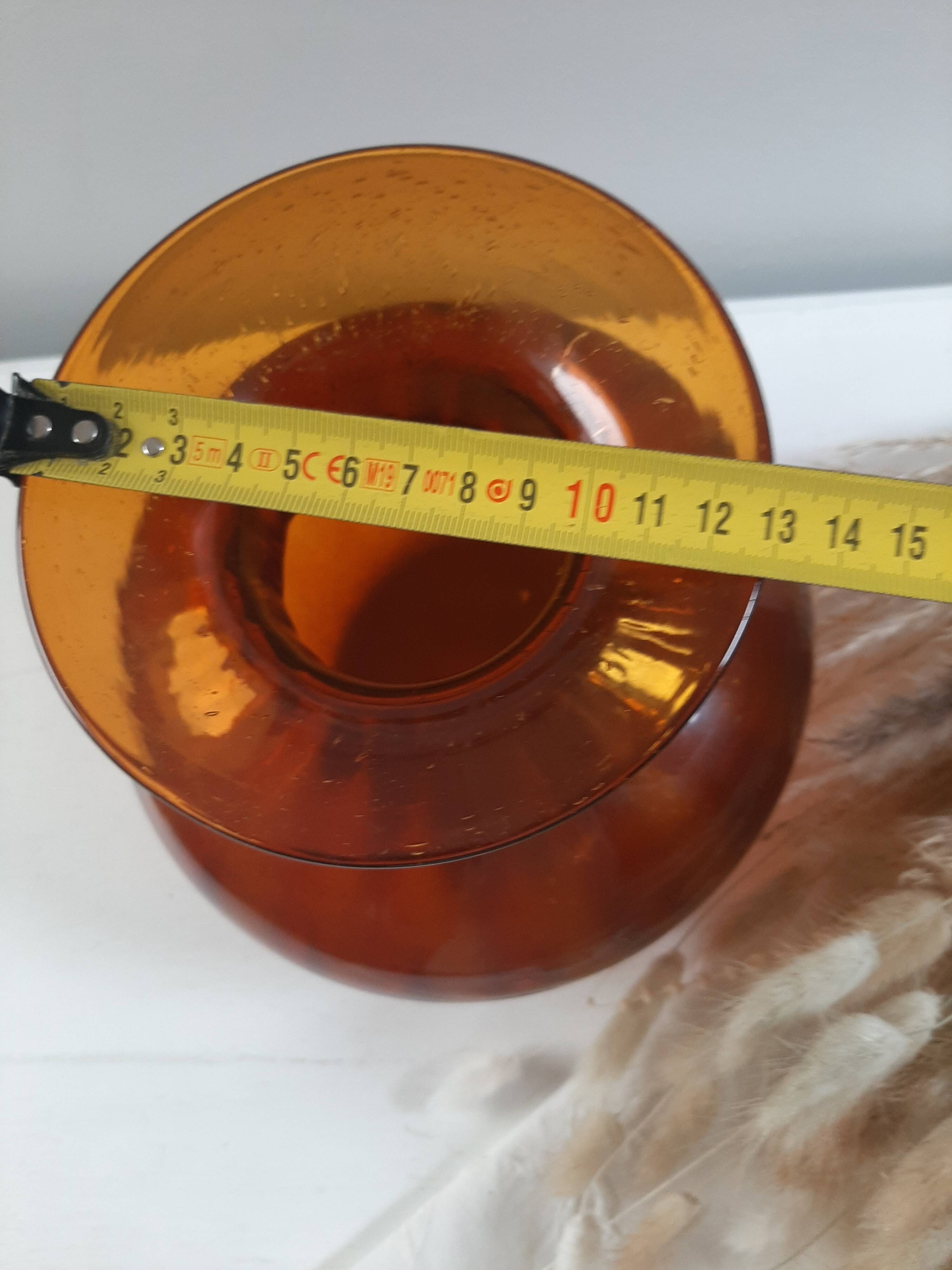 Orange vase in bubbled glass