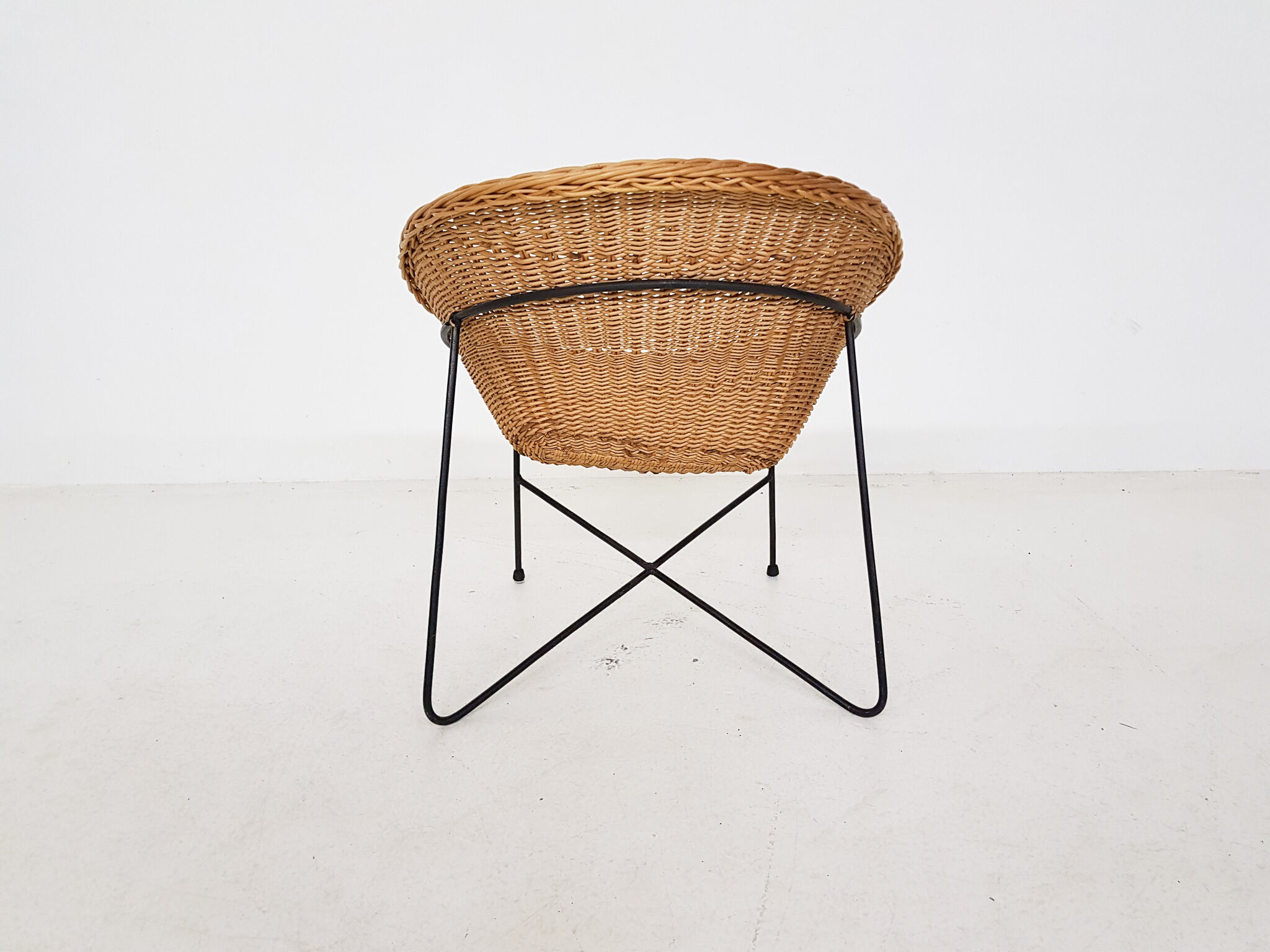 Rattan and metal lounge chair, The Netherlands 1950