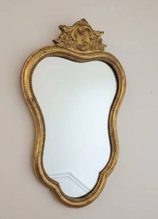 Vintage gold mirror with a Louis XV pediment - 1960s-70s - Height 54 cm