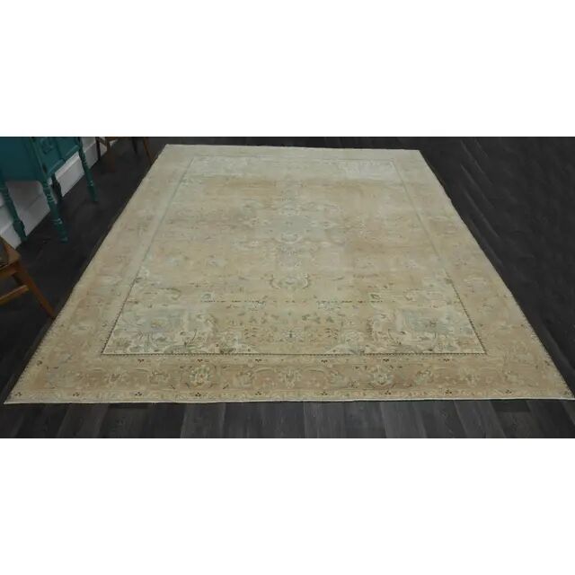 1970s Vintage Persian Handmade Wool Cotton Orange Area Rug 306X381