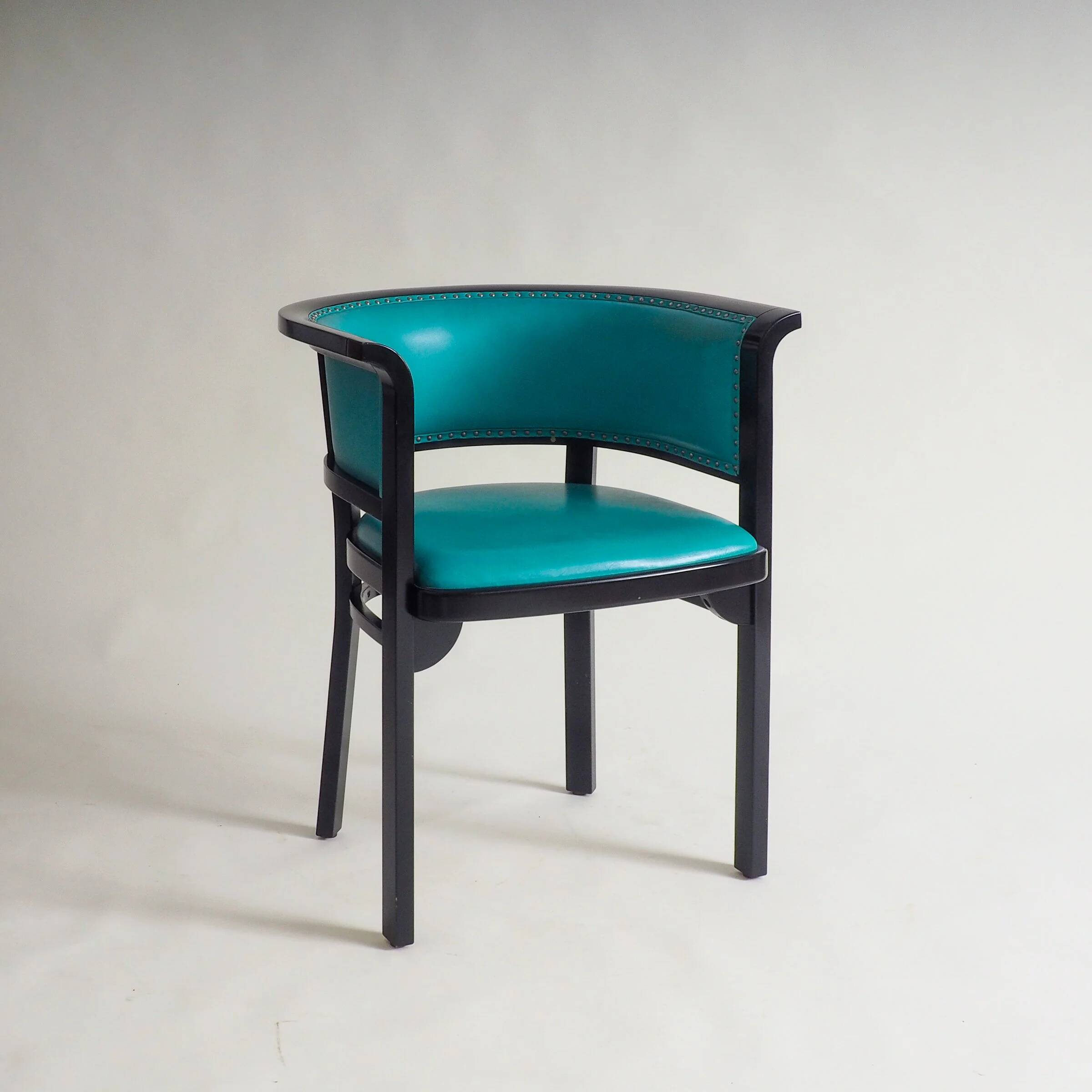 Black armchair with turquoise leather by Marcel Kammerer for Thonet