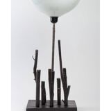 80s wooden lamp with polypropylene shade
